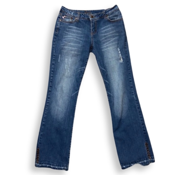 Younique Denim - Vintage Y2K Younique Jeans Decorated Split Ankle Hem w/Love Print &Butterfly